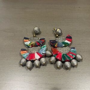 J. Crew muti-colored raffia earrings